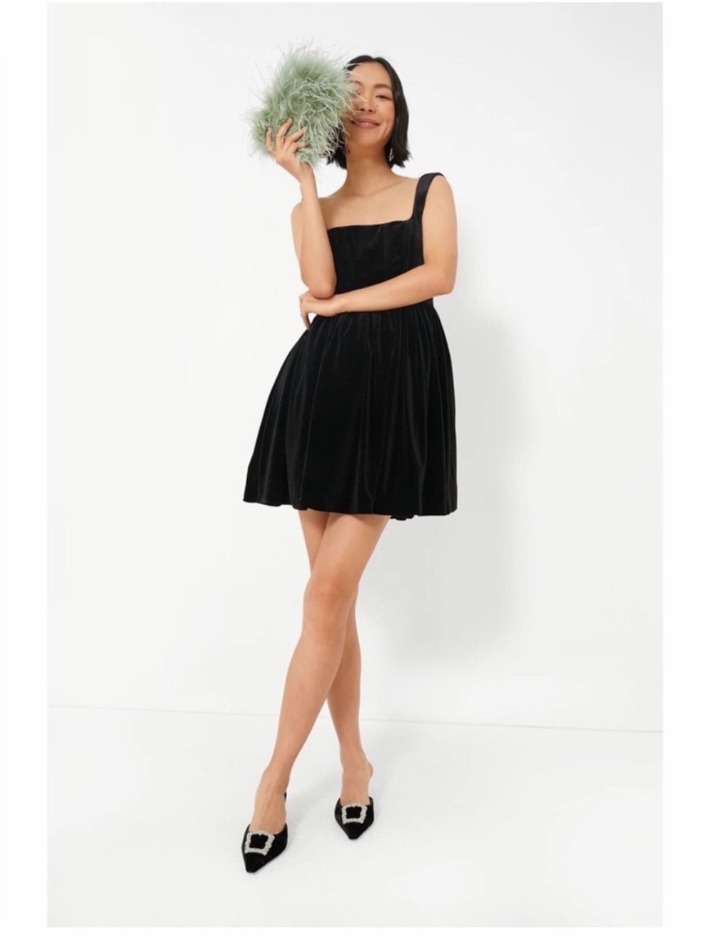 O.p.t. Large Black Mini Velvet Dress Tulle Lined Back Zipper opt